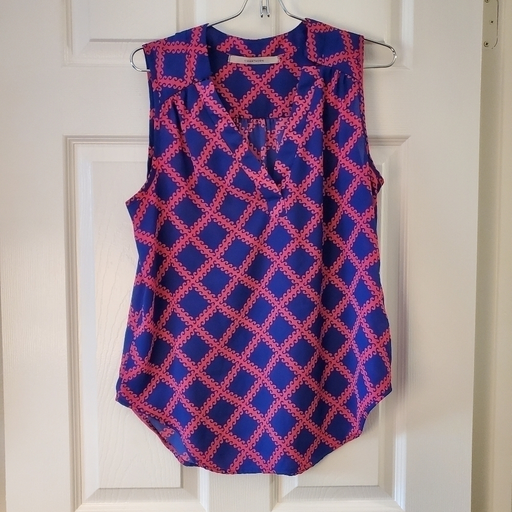 41 Hawthorn Sleeveless Blouse M Blue/Pink Sz S
